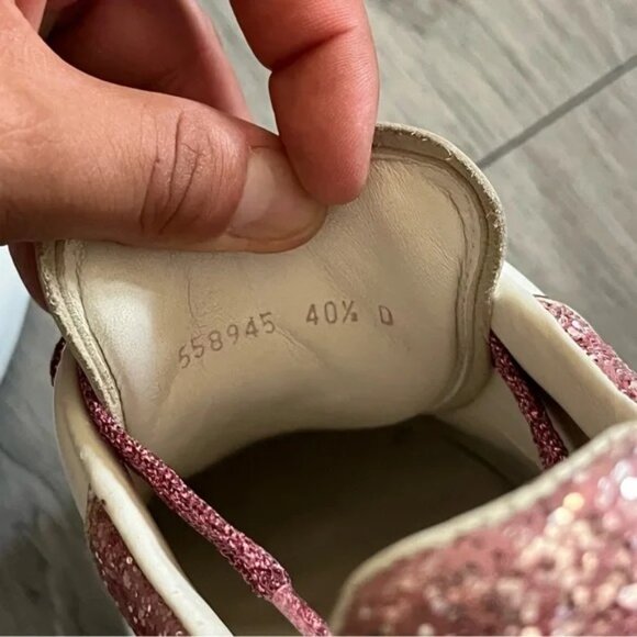 ALEXANDER MCQUEEN - OVERSIZED SNEAKERS WHITE LEATHER PINK GLITTER 40.5 D ITALY - Picture 6 of 14